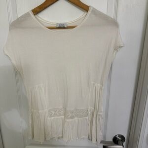 Zara Cream Short Sleeve Women's Top